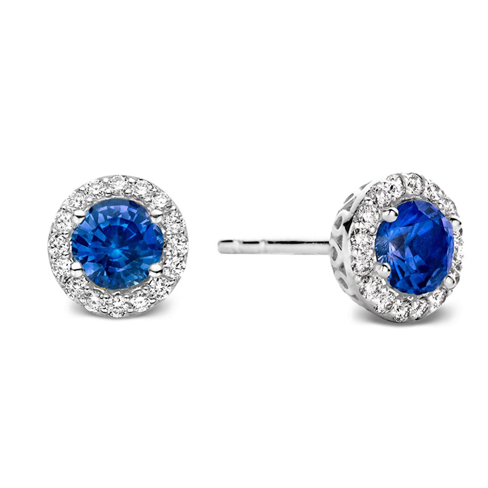 18 Karat Weißgoldring mit blauem Saphir und Diamant – Van der Kooij Luxusschmuck