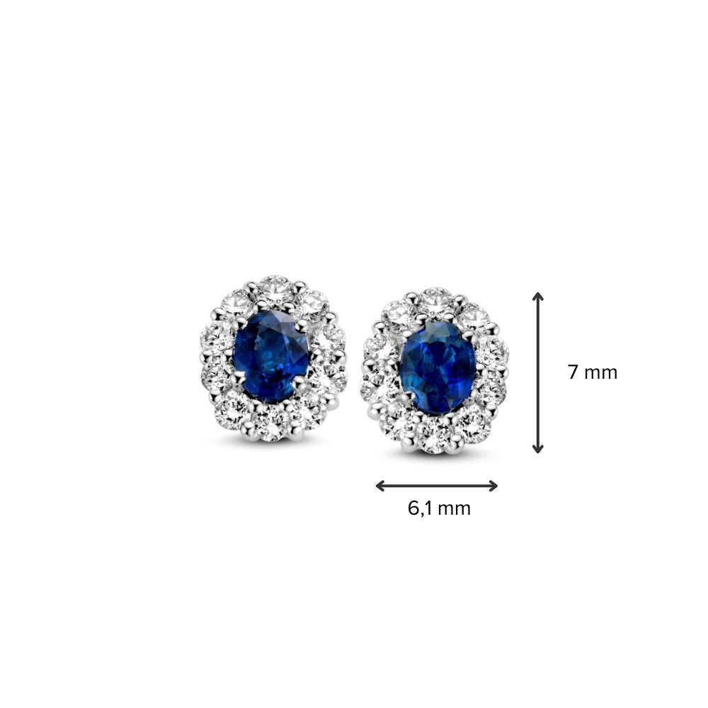 Saphir- und Diamant-Ohrstecker aus 14 Karat Weißgold – Luxuriöses Ambiente