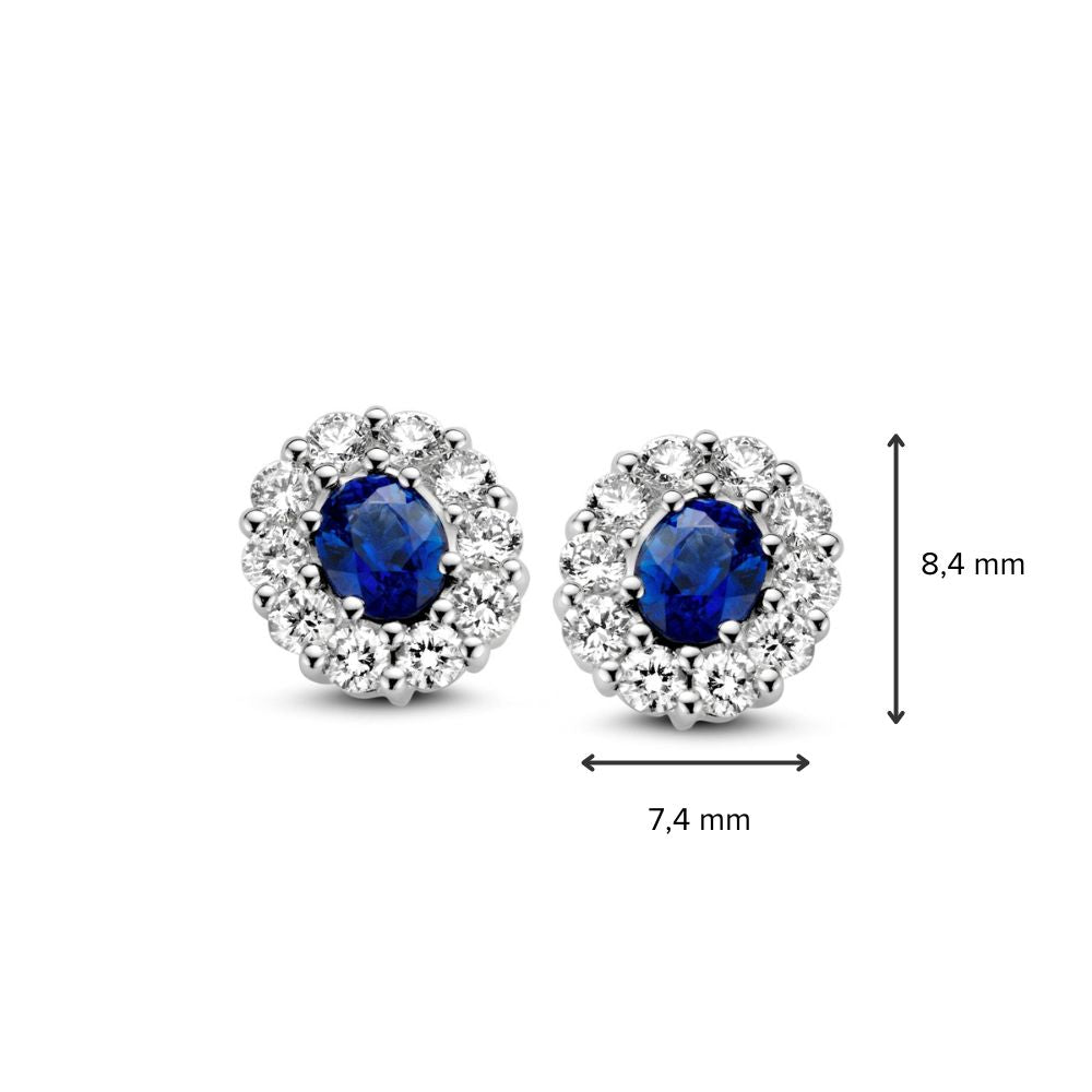 Ohrstecker aus Weißgold mit Saphir und Brillanten im Entourage-Stil – 14 Karat, 0,50 ct