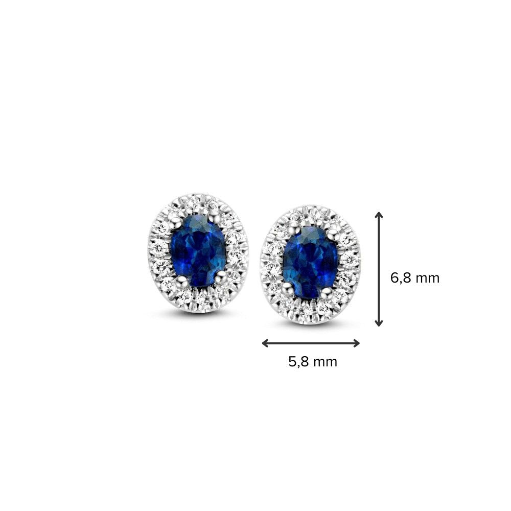 Ohrstecker aus Weißgold mit blauem Saphir und Diamant