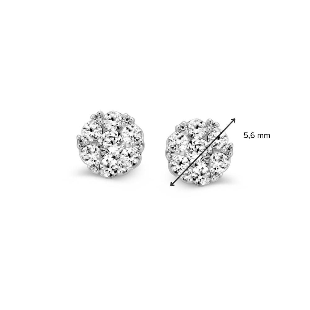 Ohrstecker aus Weißgold mit Zirkonia in klassischer Rosettenfassung – 14K Ohrringe für Damen, 6 mm