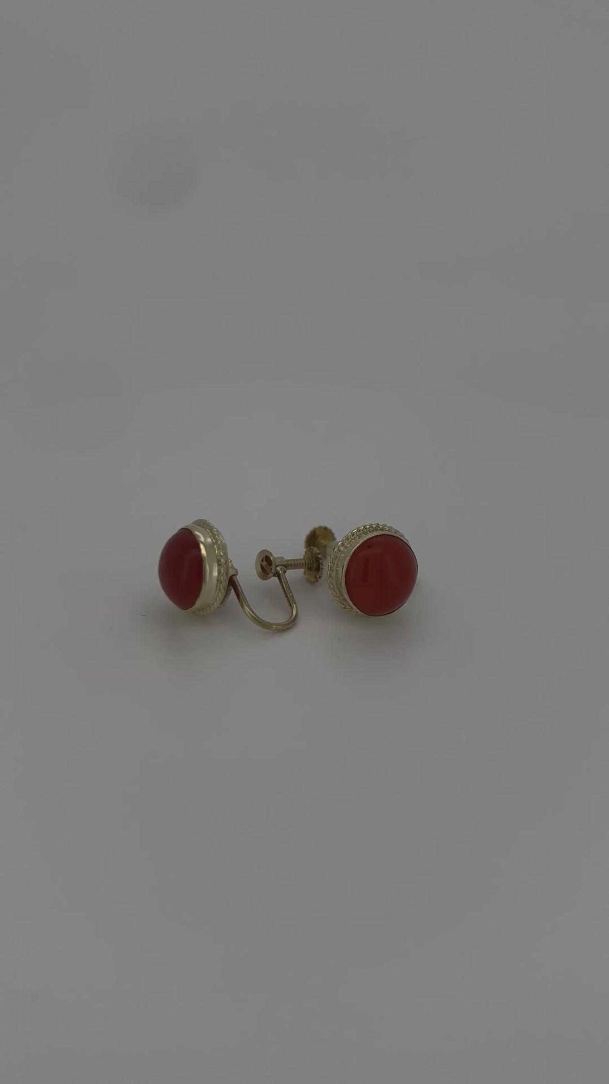 Vintage Goldohrringe 14K Blutkoralle 4.4g