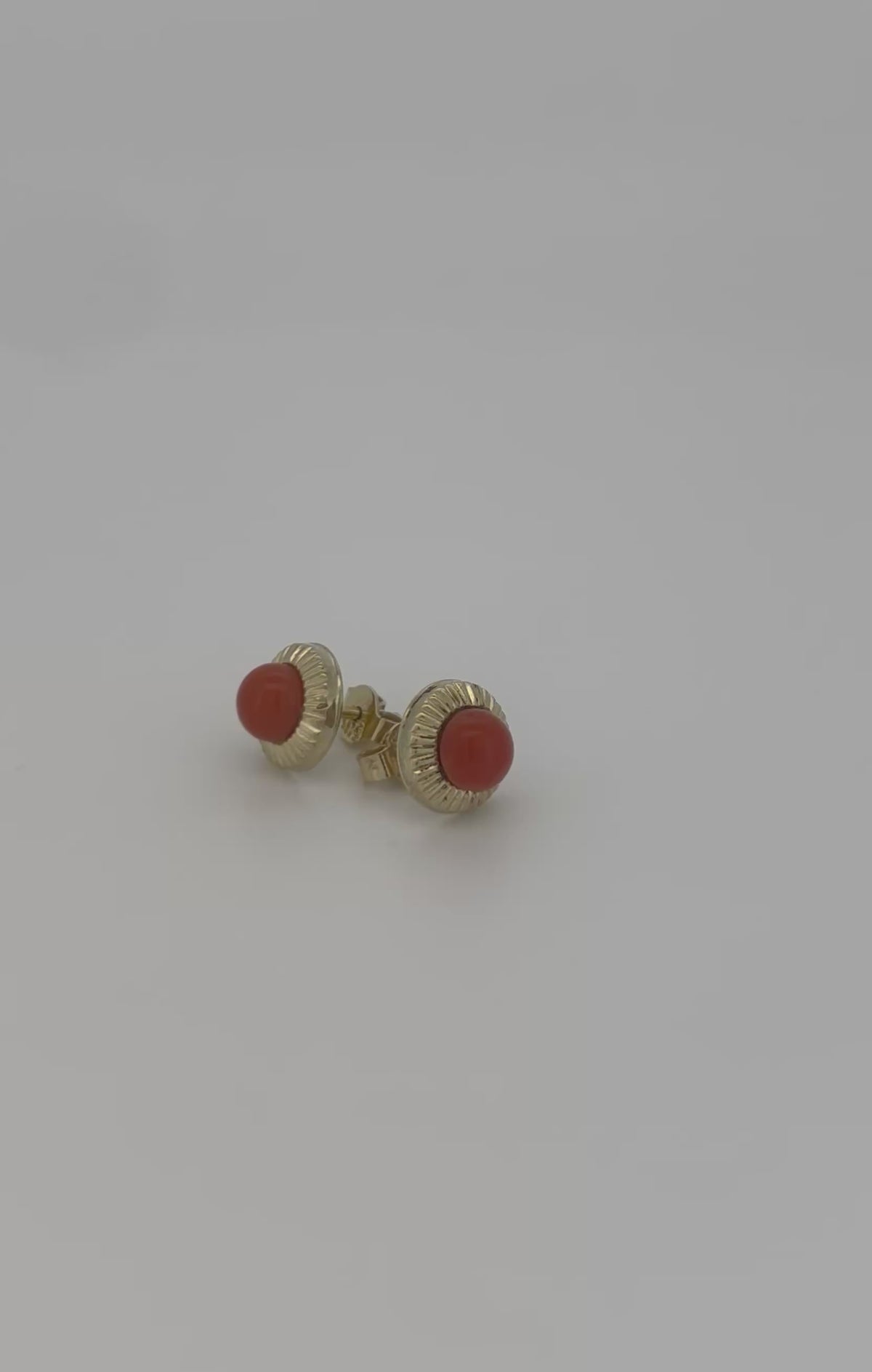 Vintage Goldohrringe 14k Blutkoralle 1.2gr