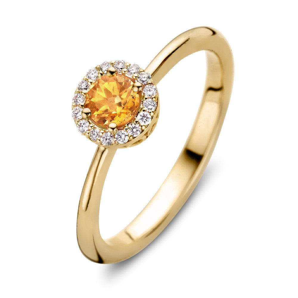 Luxe Ring aus 18kt Gelbgold mit orangefarbenem Saphir und 0,11ct Diamanten