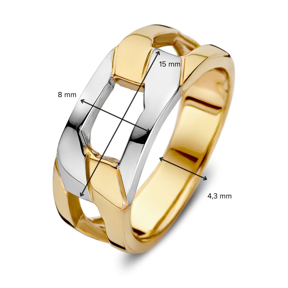 Zeitloser 14 Karat Bicolor Damenring – Verbundenheit in Gelb- und Weißgold