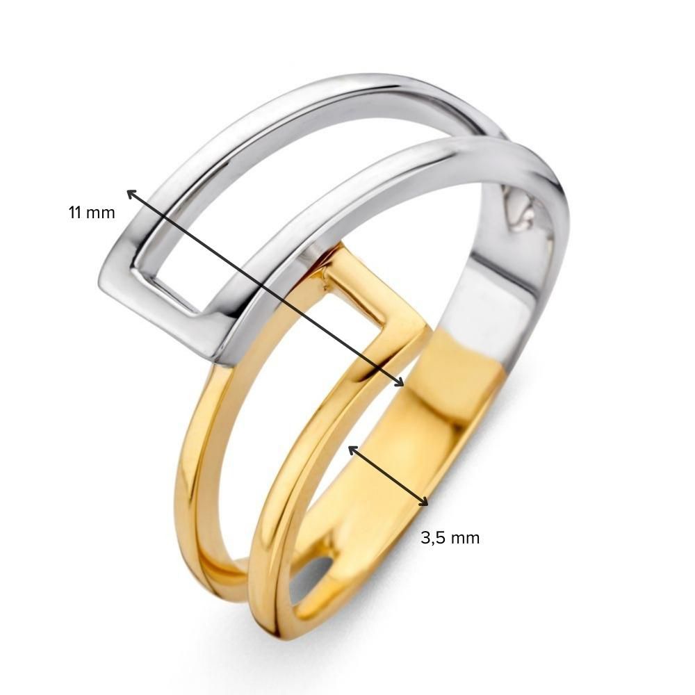 14 Karat Goldring für Damen – Gelb-/Weißgold – Van der Kooij – Kostenloser Versand