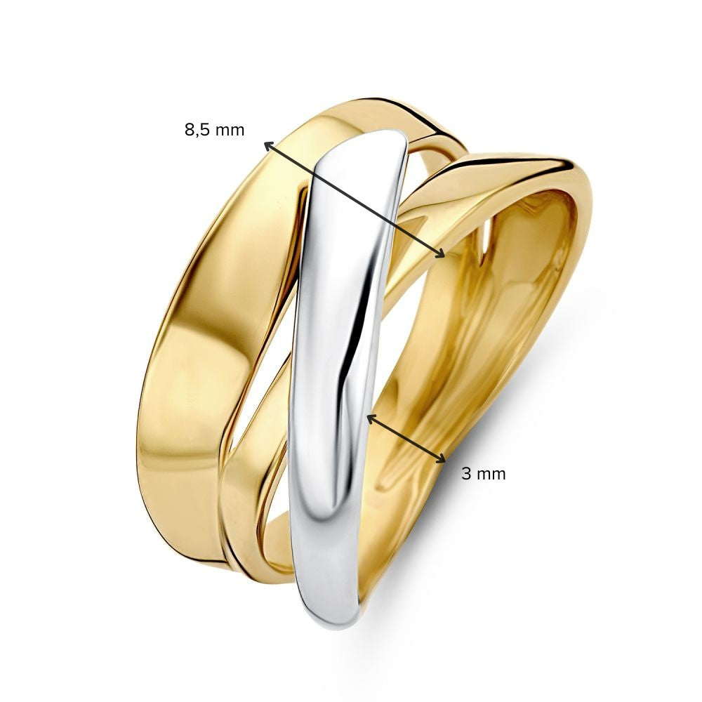14-karätiger Bicolor Gelb- und Weißgold Damenring