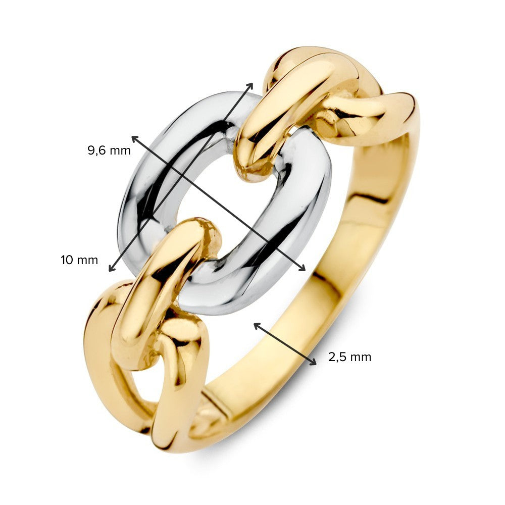14-karätiger Bicolor-Ring aus Weiß- und Gelbgold