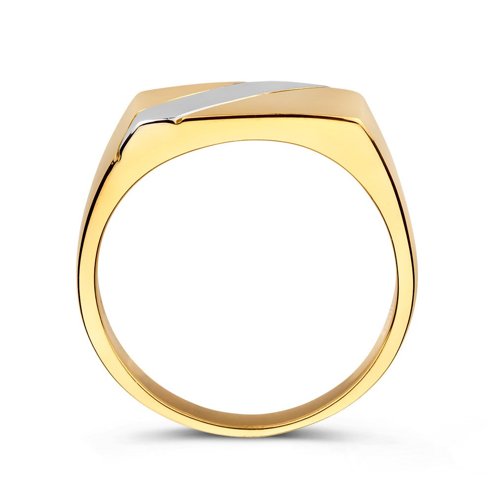 Bicolor Gelb- und Weißgold Herrenring – Luxuriöses und langlebiges Design