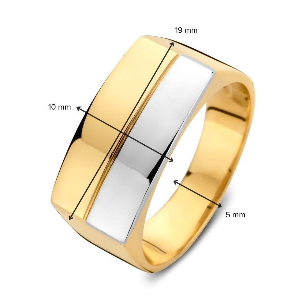 Bicolor Herrenring aus Weiß- und Gelbgold – Elegantes und robustes Design