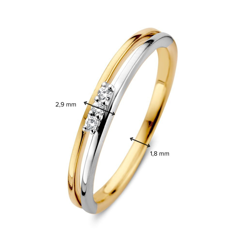 14 Karat Bicolor Goldring mit Diamant