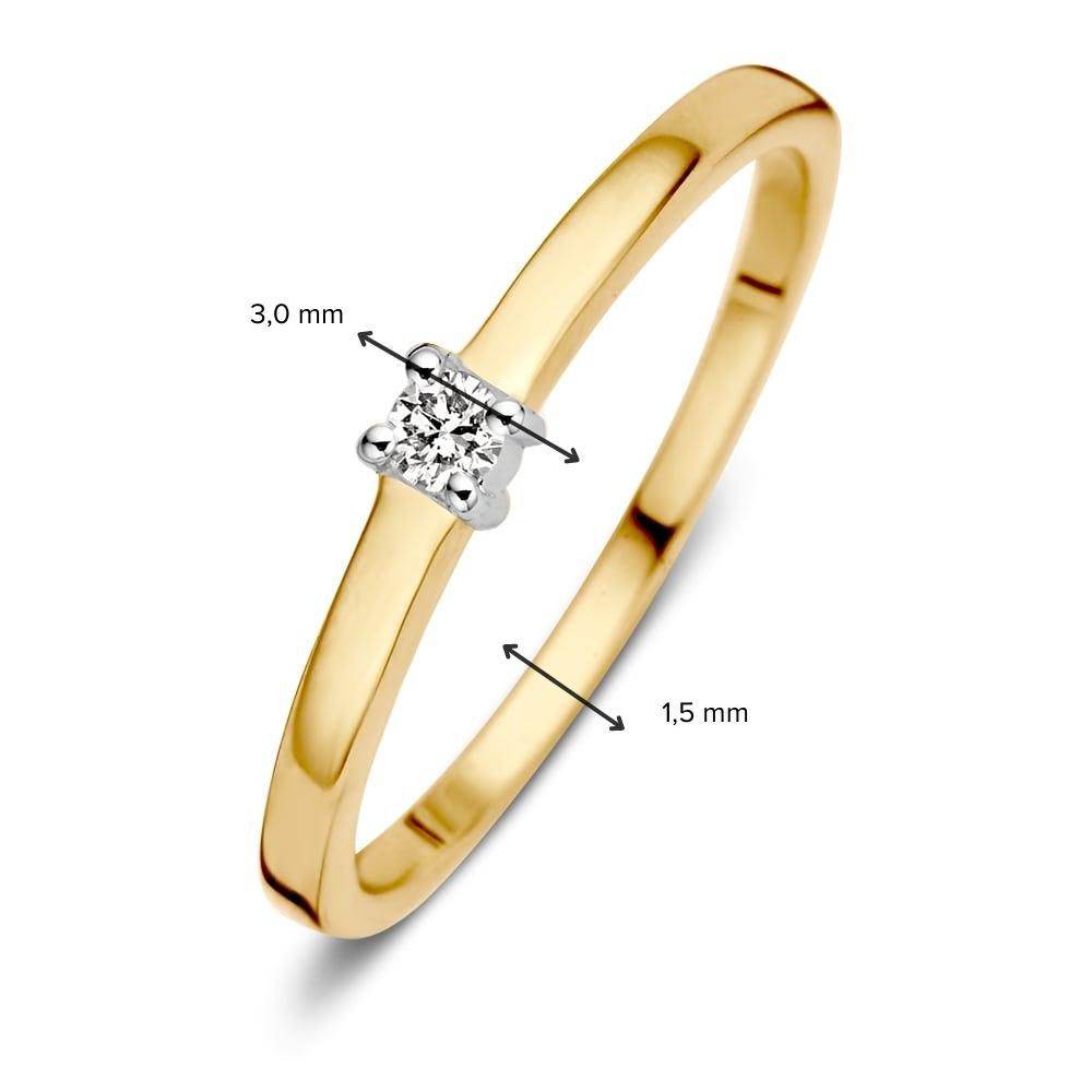 14-karätiger Bicolor-Gold-Damenring mit brillantgeschliffenem Diamant