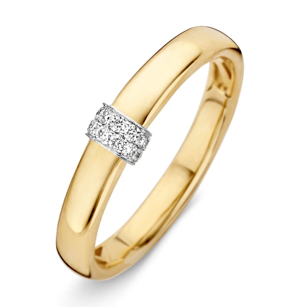 Bicolor Damenring aus 14-Karat Gold mit brillantschliffenen Diamanten in der Mitte