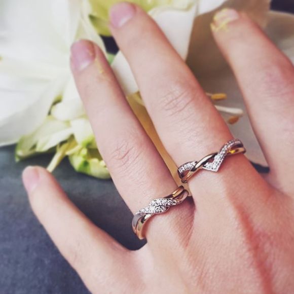 14-Karat Bicolor Goldring mit Brillant-Diamant – Eleganz für Damen