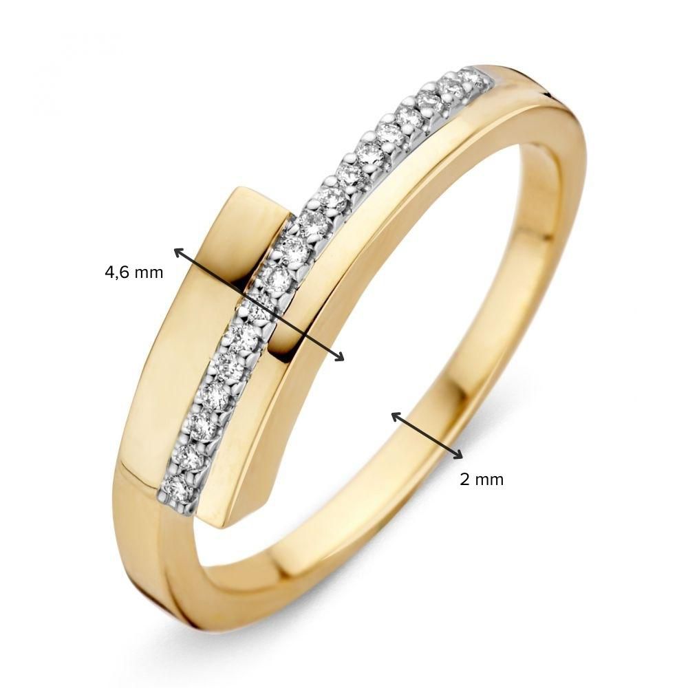 14-karätiger zweifarbiger Damenring aus Gold mit Diamanten im Brillantschliff