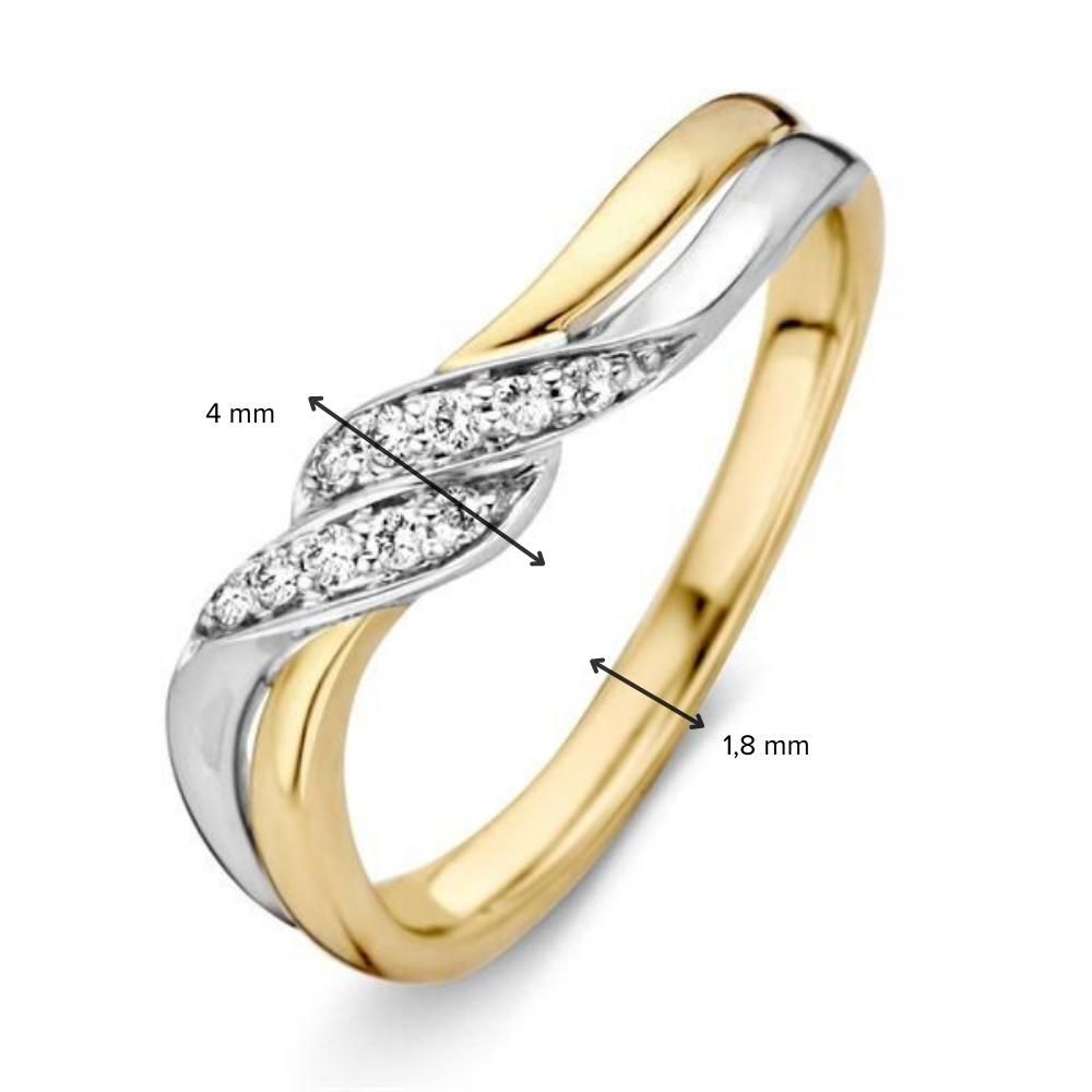 14-Karat Bicolor Goldring mit Brillant-Diamant – Eleganz für Damen
