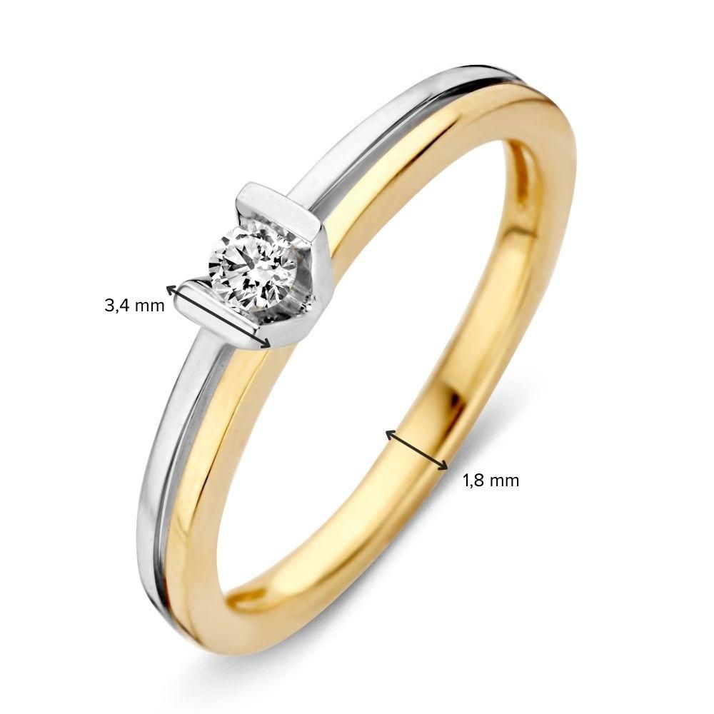 14-Karat-Bicolor-Damenring aus Gold mit Diamanten im Brillantschliff