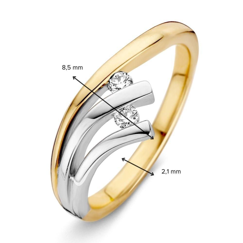 Damenring aus 14-karätigem Bicolor-Gold mit Diamanten im Brillantschliff