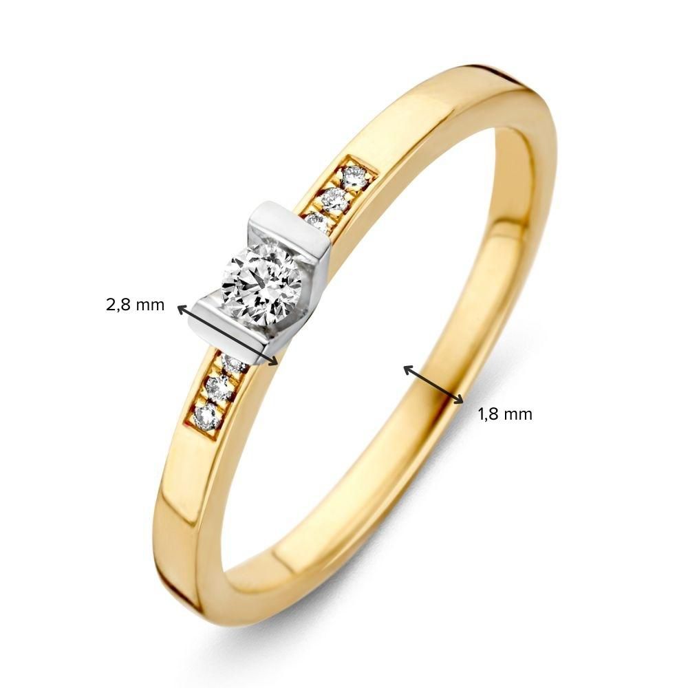 14-karätiger Bicolor-Gold-Damenring mit Brillanten