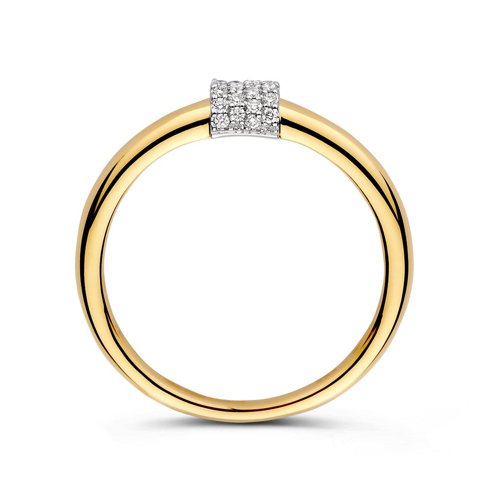 14kt Goldring mit 0.10ct Diamant – Eleganter Gelb-/Weißgold