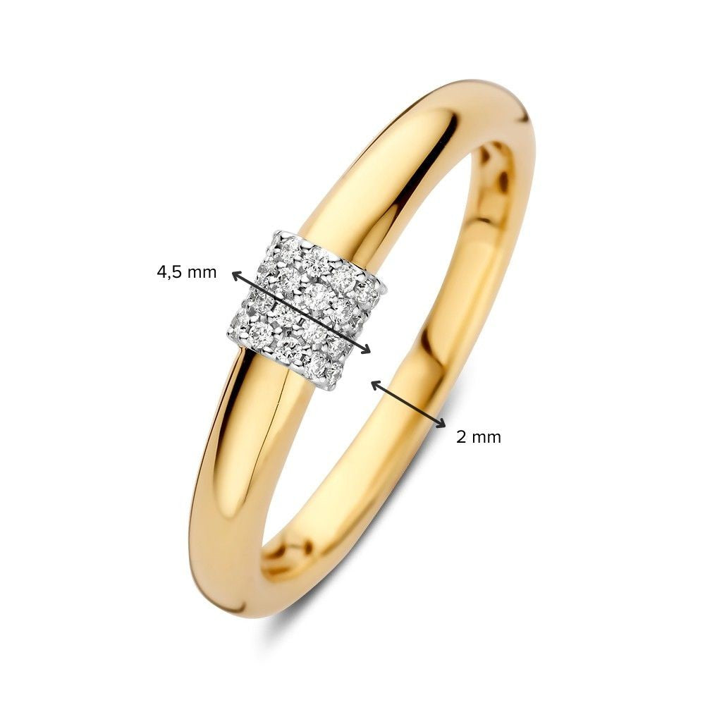 14kt Goldring mit 0.10ct Diamant – Eleganter Gelb-/Weißgold