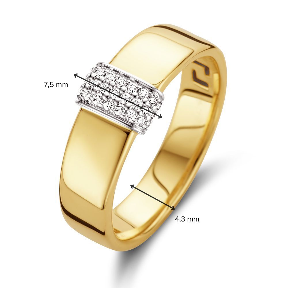 14-karätiger Gelbgoldring mit Diamant-Zwischenstück