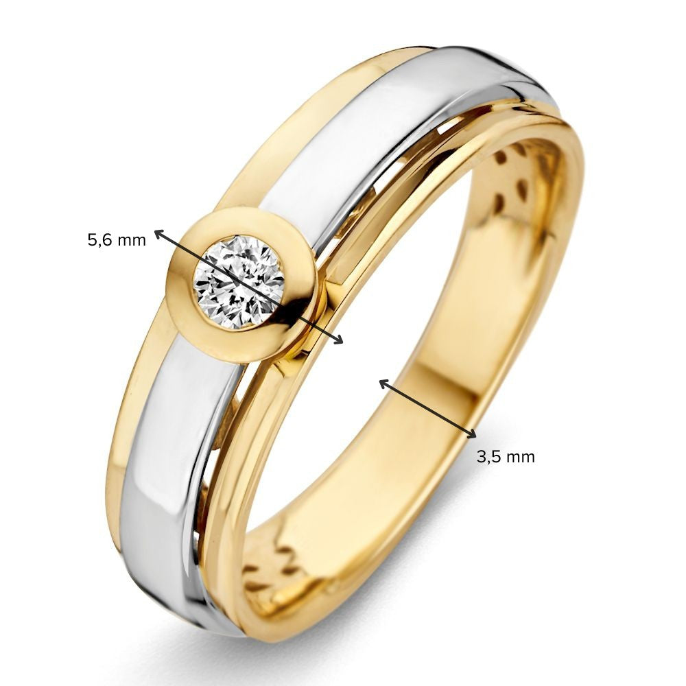 14-karätiger Bicolor-Goldring mit Brillanten