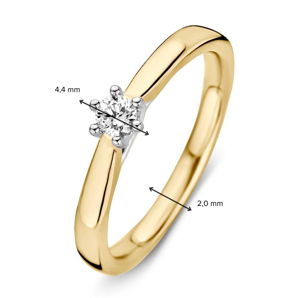 Zeitloser Bicolor Damenring aus Gelb- und Weißgold mit 0,14 ct Brillant-Diamant