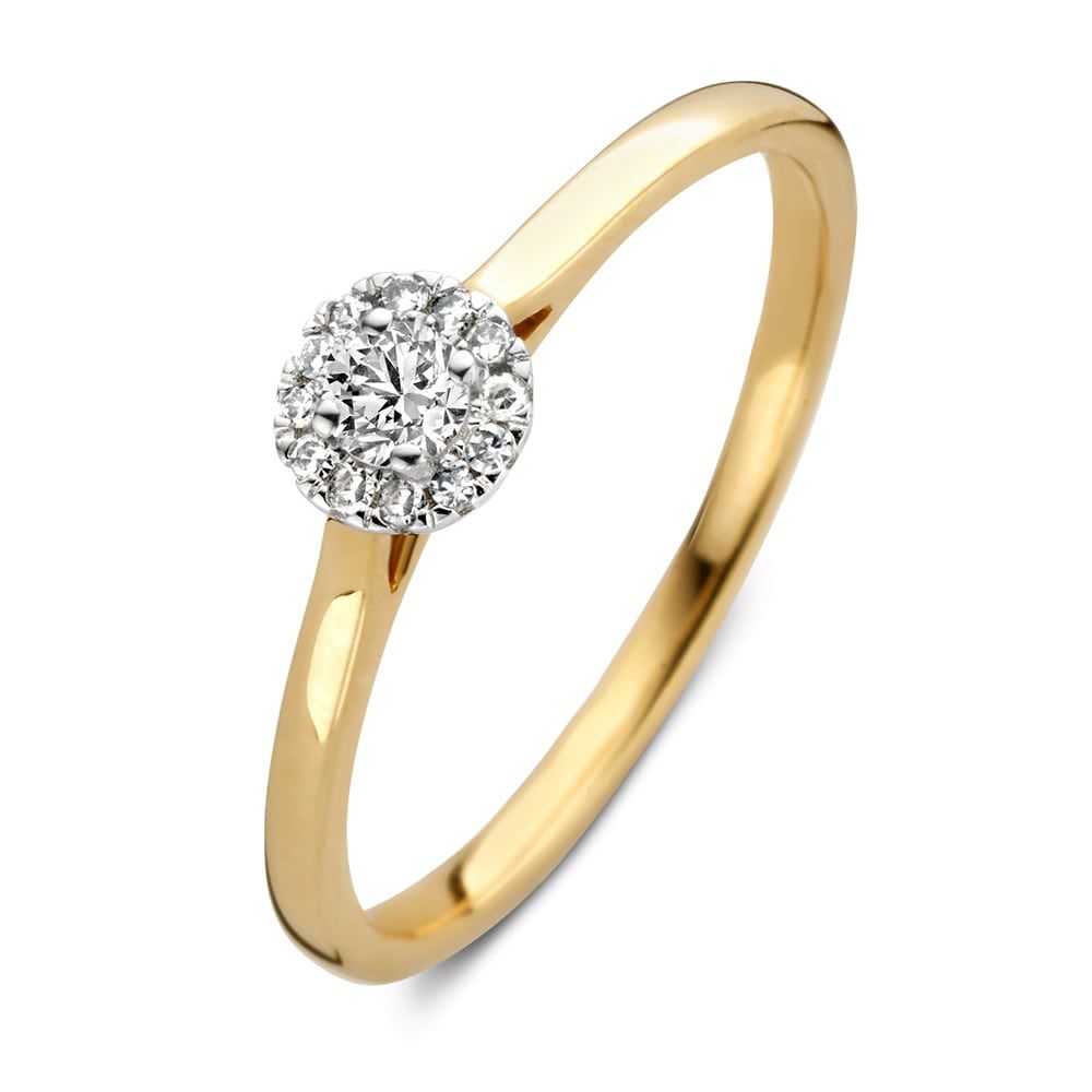Damenring aus 14K Gelb- und Weißgold mit 0,15 ct Brillant-Diamanten in runder Fassung