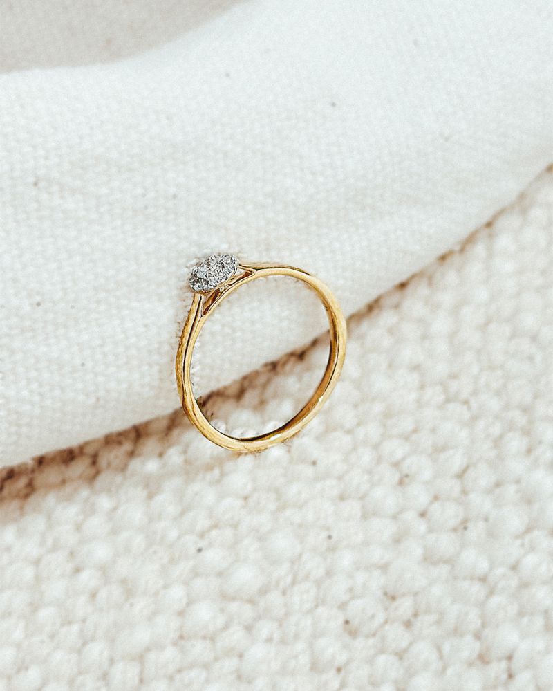 14K Gelb- und Weißgold Entourage Damenring mit 0.15 ct Brillanten