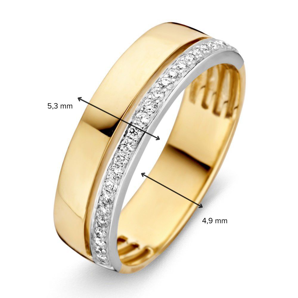 Damenring aus 14 Karat Gelb- und Weißgold mit 0,15 Karat Brillant-Diamant