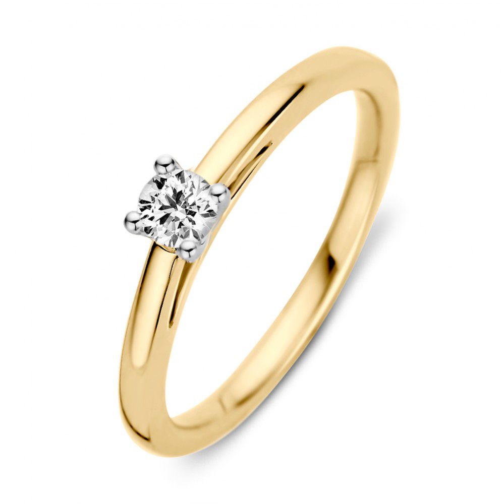 Bicolor Ring aus Weiß- und Gelbgold mit einem 0,19 Karat Brillanten