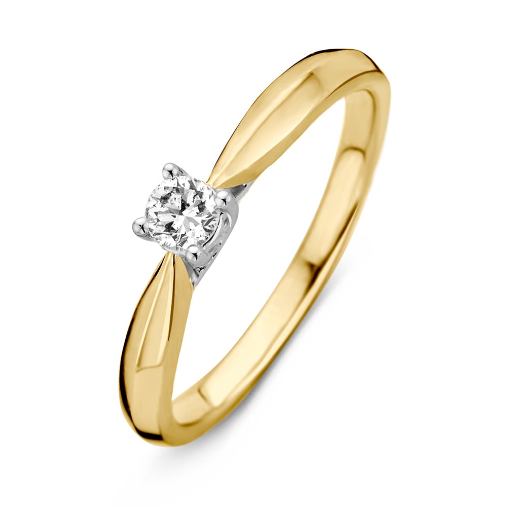 Bicolor Goldring mit 0,19 ct Diamanten und geschwungenem Design