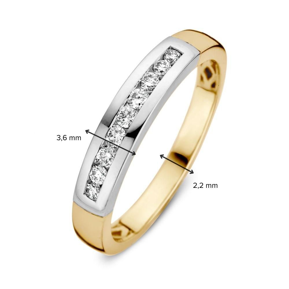 Bicolor-Goldring mit Brillant in Zargenfassung – 0,20 Karat