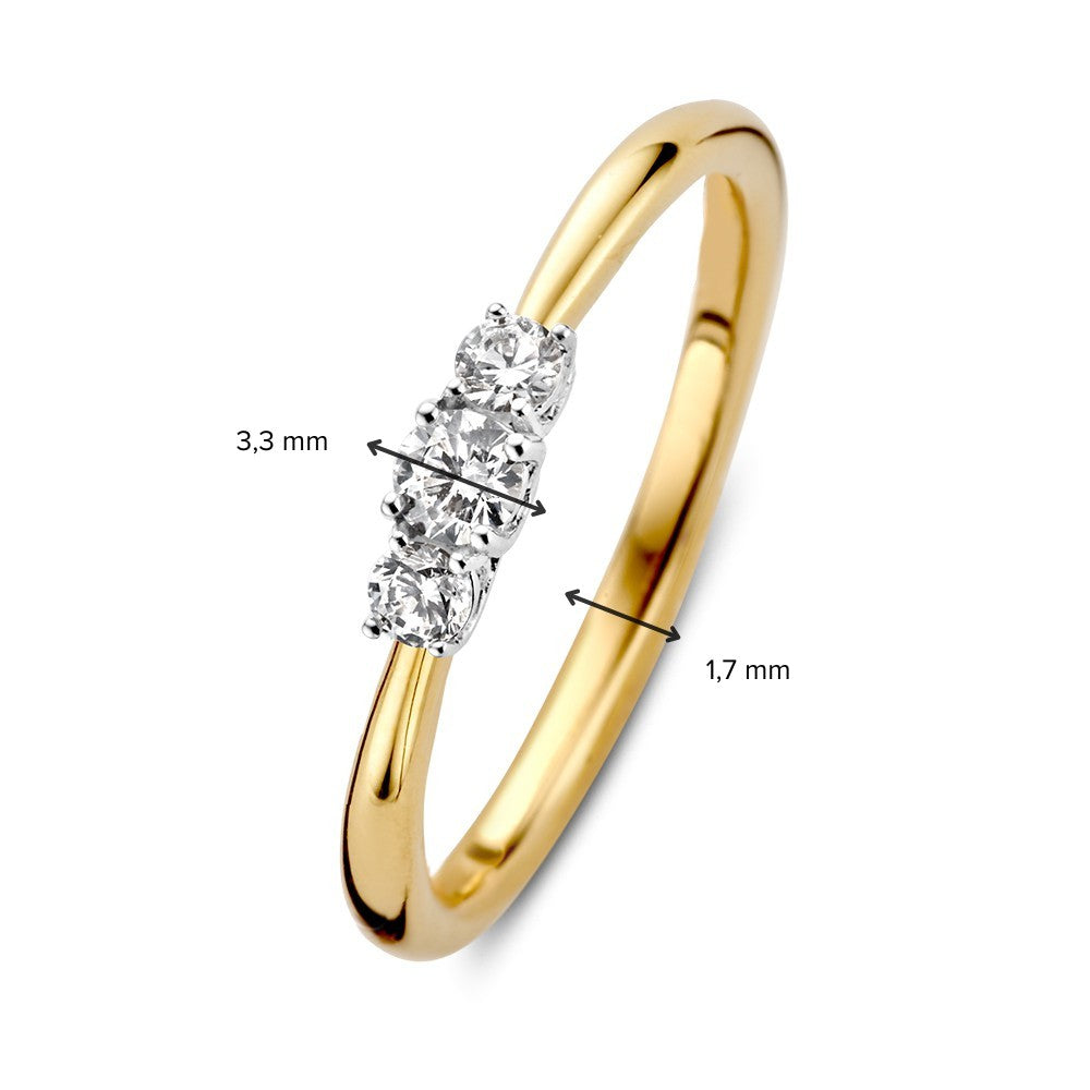 Eleganter Bicolor Dreisteinring mit Diamanten – 0,24 ct