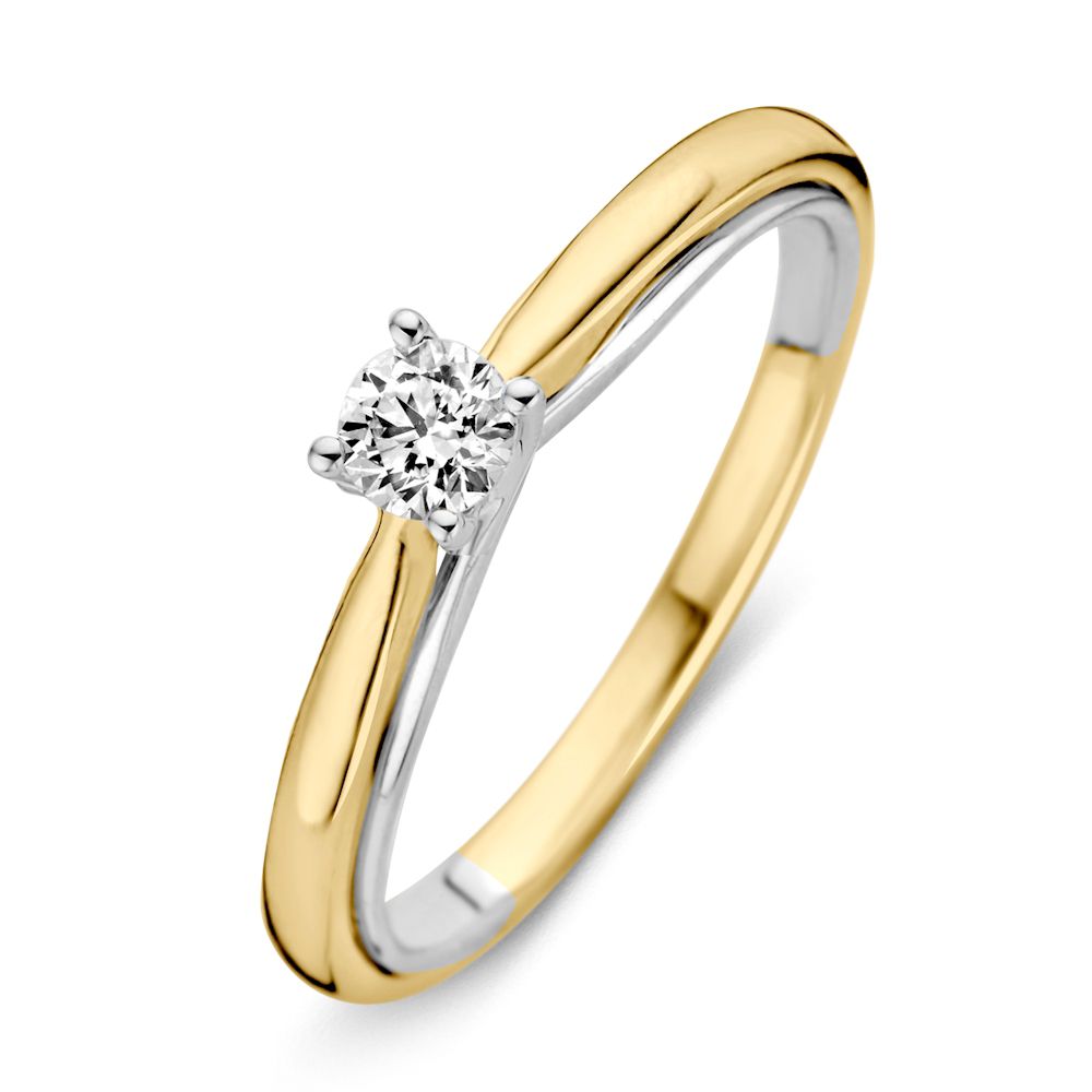 Eleganter Ring aus Gelb- und Weißgold mit 0,25 Karat Brillant-Diamant