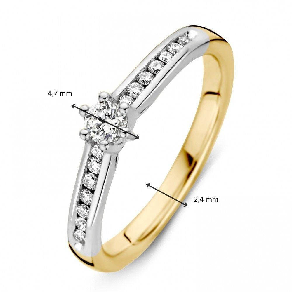 Bicolor 14 Karat Gelb/Weißgold Damenring mit Brillant von 0,30 ct