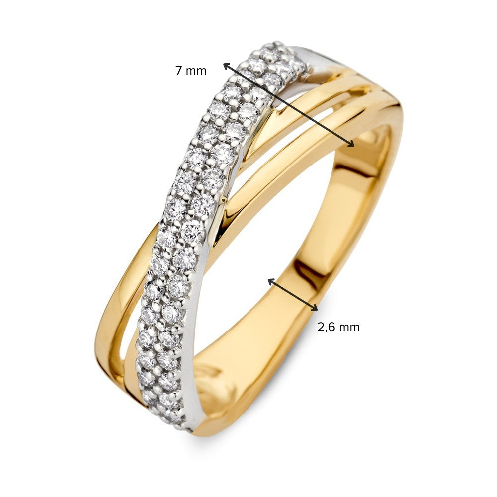 Bicolor Weiß- und Gelbgold Crossover-Ring mit Diamanten 0.30 ct.