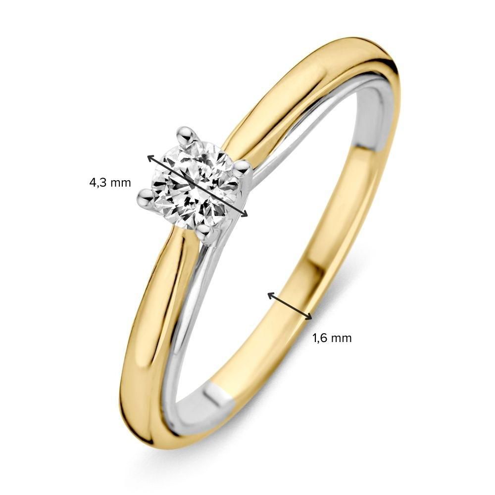 Bicolor-Ring aus Gelb- und Weißgold mit Diamant-Brillanten 0.31 ct.