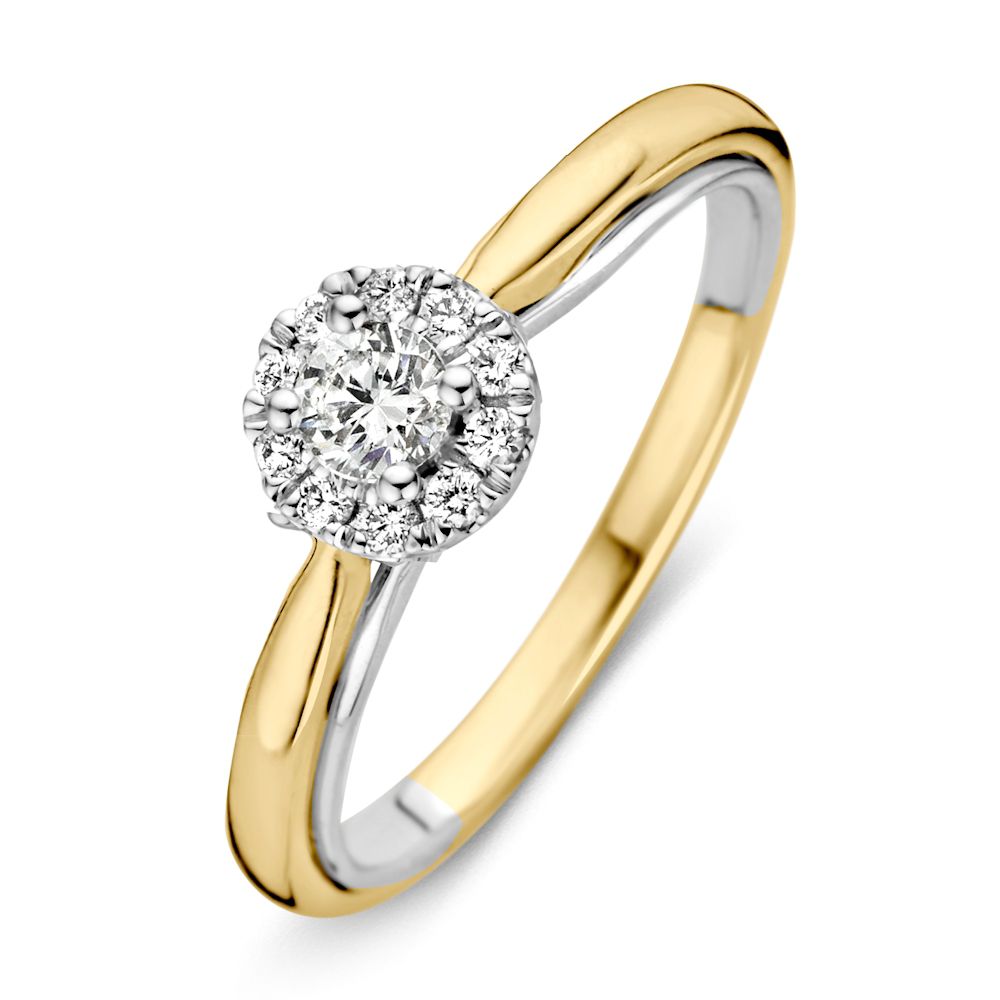 Bicolor Ring mit brillantem Funkeln und 0,33 ct Diamanten, mit gelbem und weißem Gold