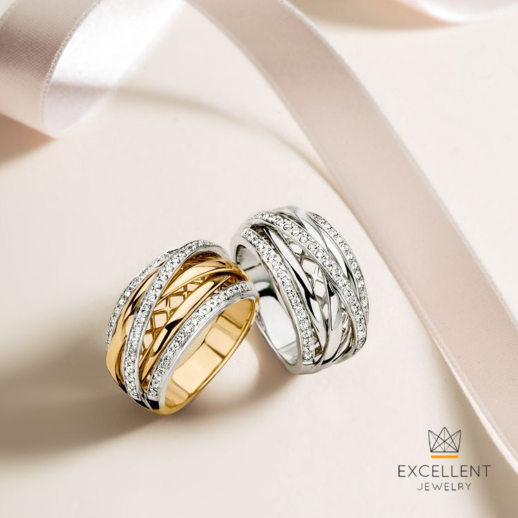 Markanter Bicolor-Goldring mit Brillanten 0,34 Karat