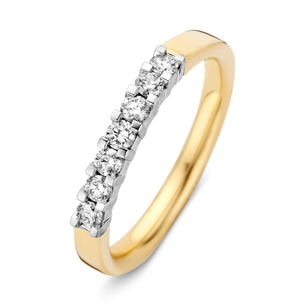Bicolor Goldring mit brillanten Diamanten, 0,35 crt, schmal und modern gestaltet