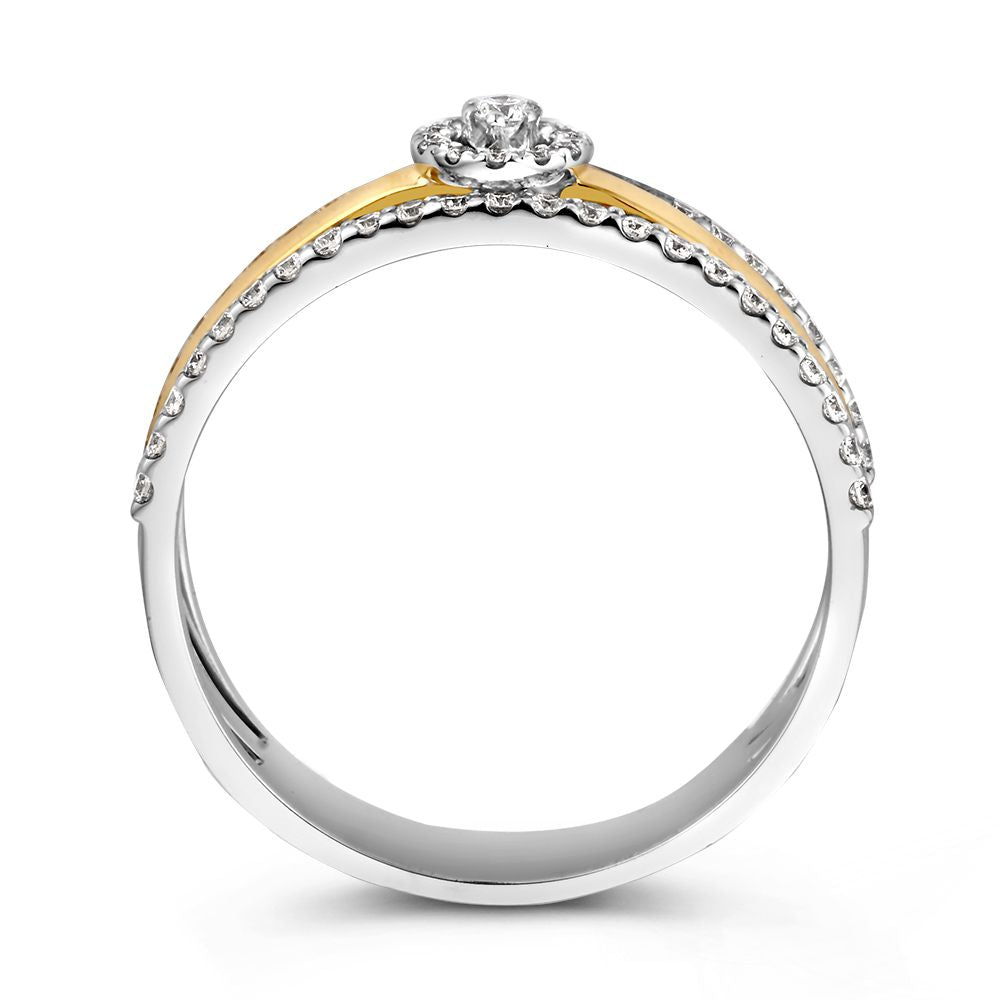 Breiter Damenring mit Solitaire-Effekt und zwei Vorsteckringen – 0,37 Karat Diamant