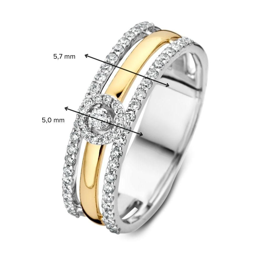Breiter Damenring mit Solitaire-Effekt und zwei Vorsteckringen – 0,37 Karat Diamant