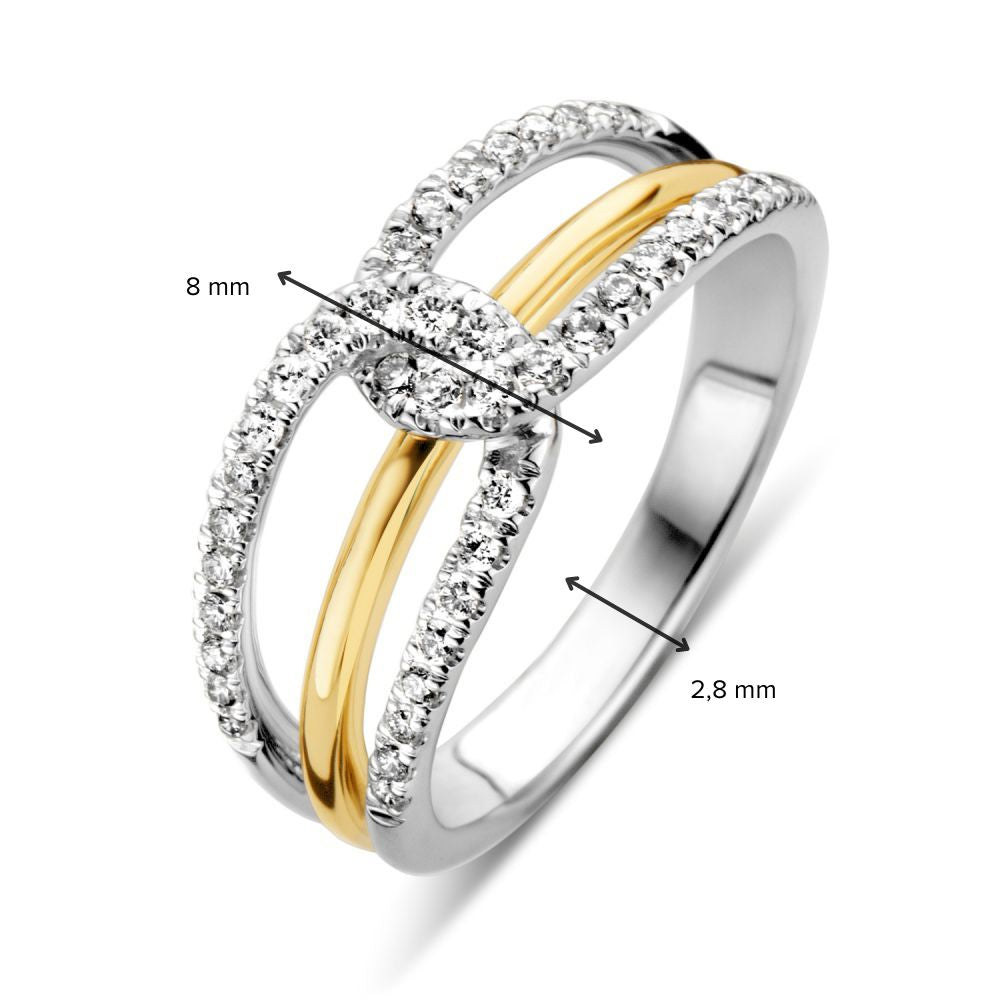 Bicolor Damenring aus Weiß- und Gelbgold mit Brillant – 0,37 kt