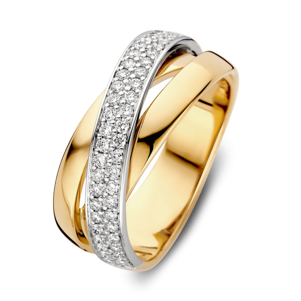 Luxuriöser Crossover-Ring aus Gold mit 0,37 ct Brillantdiamanten