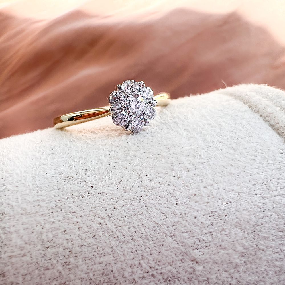 Bicolor Gold Entourage-Ring mit Diamanten (0,40 ct) – 14 Karat Gelb-/Weißgold