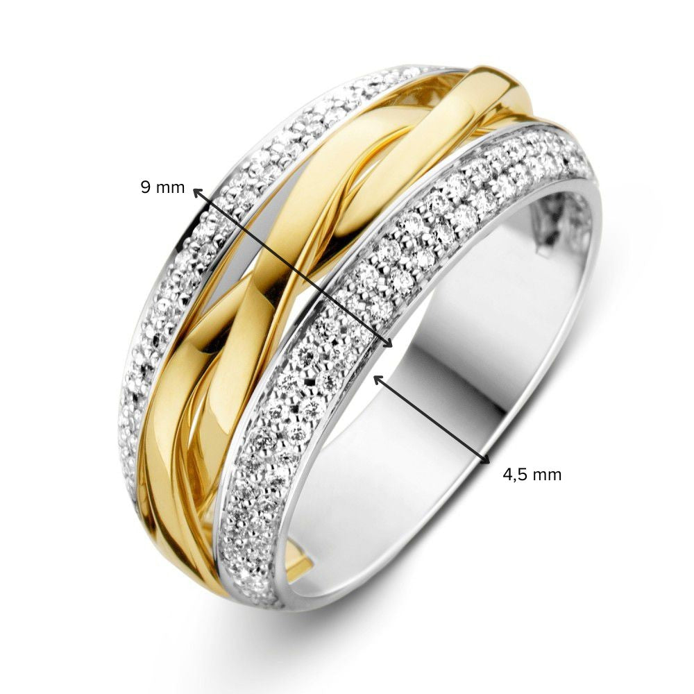 Bicolor Damenring aus Gelb- und Weißgold mit Diamant (0,45 ct) – 14 Karat