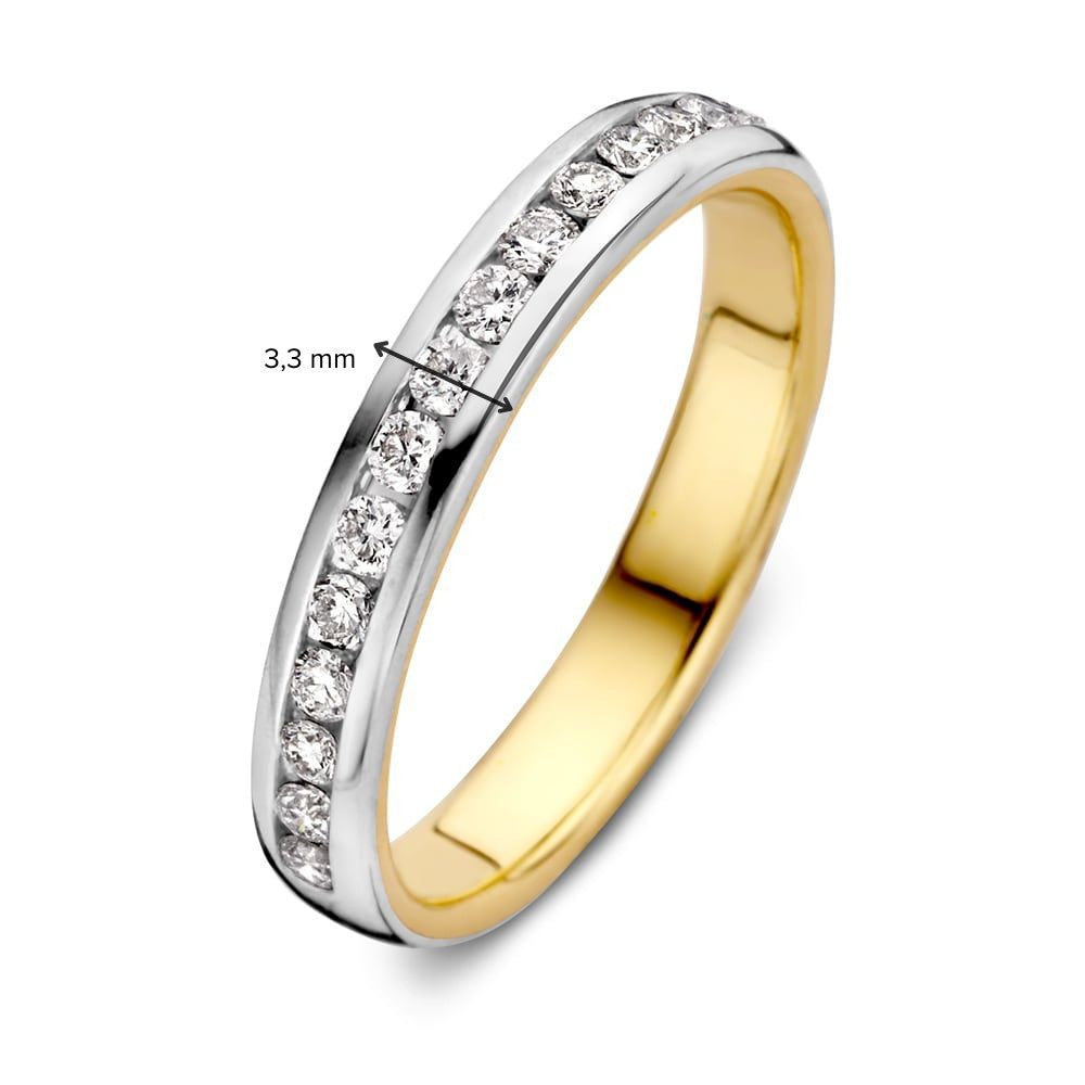 Bicolor-Damenring aus Weiß- und Gelbgold mit Diamant (0,48 ct) – 14 Karat, Brillant Schliff