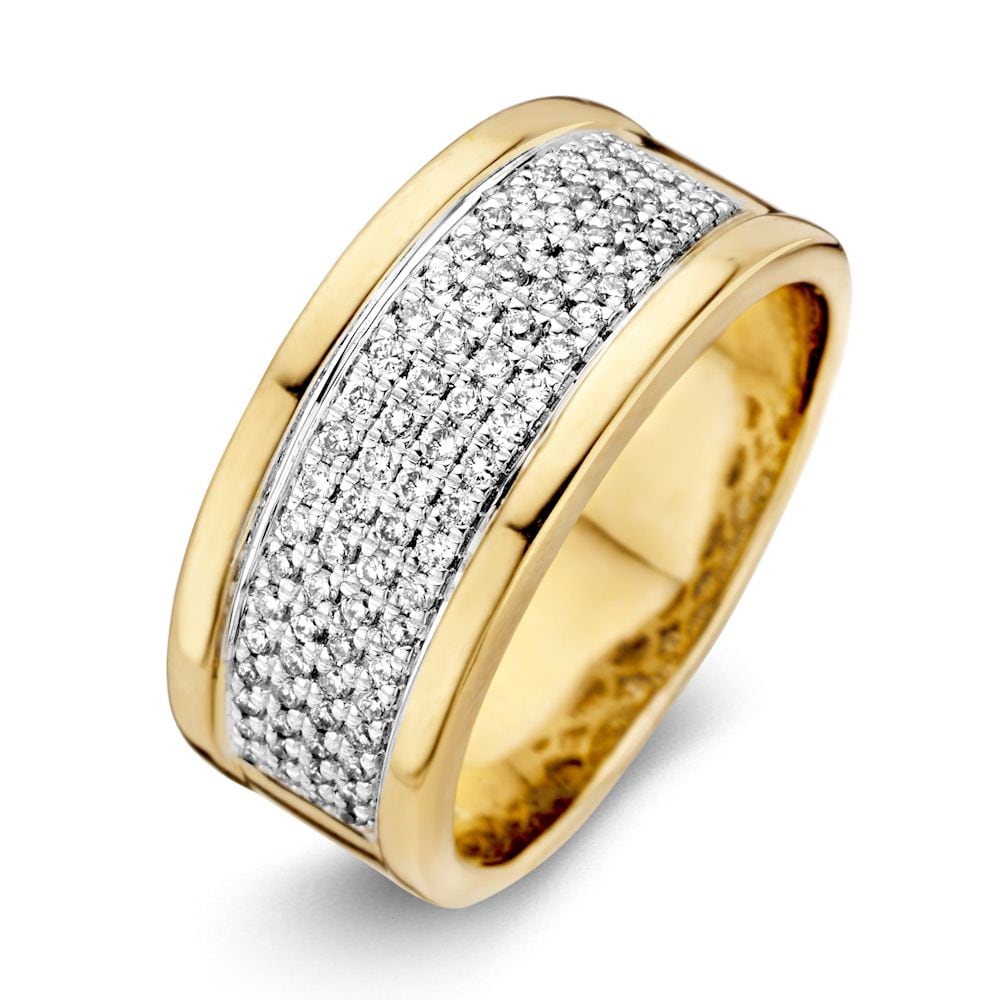 Bicolor Damenring aus 14 Karat Gelbgold und Weißgold mit Diamanten (0,51 ct)